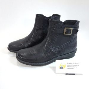 Clarks Casual Leather Zip Up Ankle Boot Womens Size 7 39300 Black